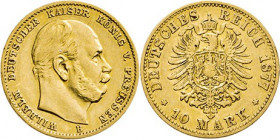 DEUTSCHE MÜNZEN NACH 1871
GOLDMÜNZEN des DEUTSCHEN KAISERREICHS
PREUSSEN, Königreich
10 Mark 1877 B. J. 245. 
ss