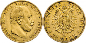 DEUTSCHE MÜNZEN NACH 1871
GOLDMÜNZEN des DEUTSCHEN KAISERREICHS
PREUSSEN, Königreich
10 Mark 1879 A. J. 245.
ss