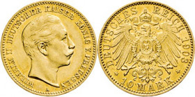 DEUTSCHE MÜNZEN NACH 1871
GOLDMÜNZEN des DEUTSCHEN KAISERREICHS
PREUSSEN, Königreich
Wilhelm II., 1888–1918. 10 Mark 1903 A. J. 251.
vz