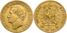 DEUTSCHE MÜNZEN NACH 1871
GOLDMÜNZEN des DEUTSCHEN KAISERREICHS
SACHSEN, Königreich
Johann, 1854–1873. 10 Mark 1872 E. J. 257.
ss