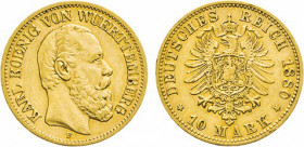 DEUTSCHE MÜNZEN NACH 1871
GOLDMÜNZEN des DEUTSCHEN KAISERREICHS
WÜRTTEMBERG, Königreich
10 Mark 1880 F. J. 292. 
ss