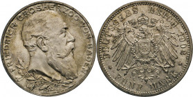 DEUTSCHE MÜNZEN NACH 1871
SILBERMÜNZEN des DEUTSCHEN KAISERREICHS
BADEN, Großherzogtum
5 Mark 1902 G. 50-jähriges Regierungsjubiläum. J. 31. Leicht...
