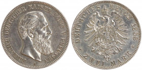DEUTSCHE MÜNZEN NACH 1871
SILBERMÜNZEN des DEUTSCHEN KAISERREICHS
PREUSSEN, Königreich
2 Mark 1888 A. J. 98. Leicht berieben. 
vz