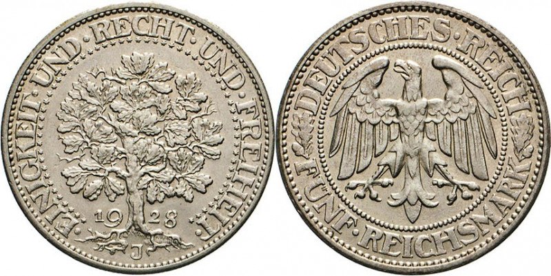 DEUTSCHE MÜNZEN NACH 1871
 WEIMARER REPUBLIK
5 Mark 1928 J. Eichbaum. J. 331....