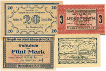 PAPIERGELD u. BANKNOTEN
DEUTSCHES INFLATIONSGELD
Notgeldscheine verschiedener Art 1914–1923
Breslau. 10 Mark o.D. (192) Leinen (Knickspur mit Farba...