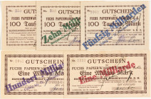 PAPIERGELD u. BANKNOTEN
DEUTSCHES INFLATIONSGELD
Hamburg, Sammlung A
Fuchs Papierwaren-Fabriken. 100 Tausend Mark v. 22.8.1923. Grüner Aufdruck 10 ...