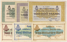PAPIERGELD u. BANKNOTEN
DEUTSCHES INFLATIONSGELD
Hamburg, Sammlung A
Hamburg-Amerika-Linie. 100 Tausend Mark v. 1.8.1923. 500 Tausend u. 1 Mio Mark...