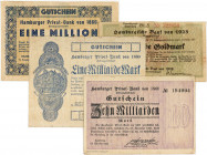 PAPIERGELD u. BANKNOTEN
DEUTSCHES INFLATIONSGELD
Hamburg, Sammlung A
Hamburger Privatbank von 1860. 1 Mio Mark v. 11.8.1923. 1 Md. Mark v. 15.10.19...
