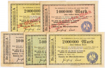PAPIERGELD u. BANKNOTEN
DEUTSCHES INFLATIONSGELD
Hamburg, Sammlung A
Postscheckamt. 2, 5, 10 Mio Mark vom 24.8.1923. Dsgl. 2 Mio Mark mit Überdruck...