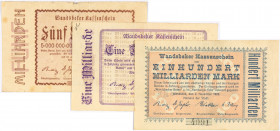 PAPIERGELD u. BANKNOTEN
DEUTSCHES INFLATIONSGELD
Hamburg, Sammlung A
Kassenscheine. 1, 5 Md. Mark v. 15.10.1923 und 100 Md. Mark v. 2.11.1923. Dazu...