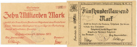 PAPIERGELD u. BANKNOTEN
DEUTSCHES INFLATIONSGELD
Hamburg, Sammlung B.
Helgoland, Insel. Landgemeinde. 50, 100, 500 Md. Mark v. 29.10.1923. 5 Bio Ma...