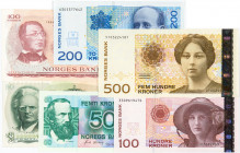 PAPIERGELD u. BANKNOTEN
AUSLÄNDISCHE GELDSCHEINE
10 Kroner 1973 (II). 50 Kroner 1980, 1990, 1996. 100 Kroner 1968, 1988, 1992, 1998, 2003. 200 Krone...