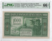 Kowno, 1000 marek 1918 - 6 cyfrowa numeracja - PMG 66EPQ MAX