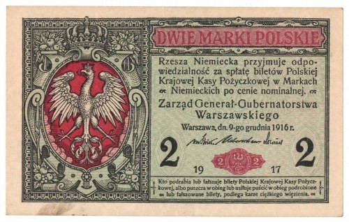 GG, 2 mkp 1916 Generał Egzemplarz w wizualnie bardzo dobrej kondycji, jednak z p...