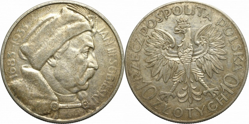 II Republic of Poland, 10 zloty 1933 Sobieski Ładny egzemplarz. Patyna, nalot. N...