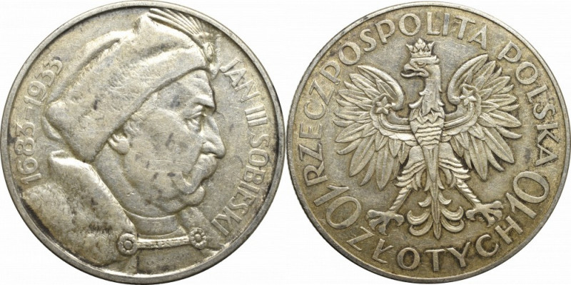 II Republic of Poland, 10 zloty 1933 Sobieski Ładny egzemplarz. Patyna, nalot. N...