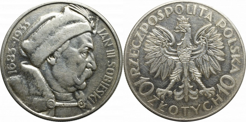 II Republic of Poland, 10 zloty 1933 Sobieski Ładny egzemplarz. Nominał wprowadz...