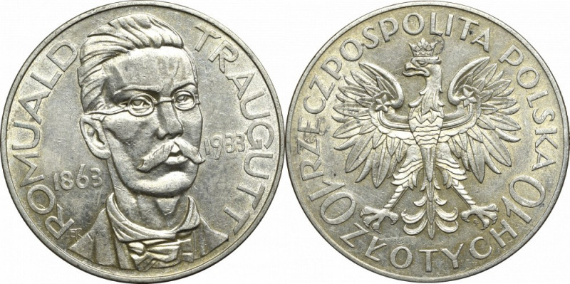 II Republic of Poland, 10 zloty 1933 Traugutt Piękny egzemplarz z doskonale zach...