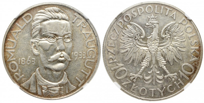 II Republic of Poland, 10 zlotych 1933, Traugutt - NGC AU Det. Bardzo ładny egze...