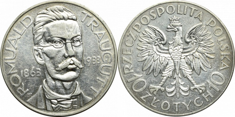 II Republic of Poland, 10 zloty 1933 Traugutt Egzemplarz o ładnie zachowanych de...