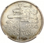 II Republic of Poland, 5 zloty 1930 November uprising - NGC MS64+ 2-MAX