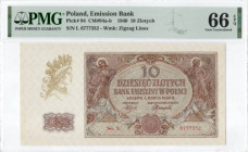 GG, 10 złotych 1940 L - PMG 66EPQ