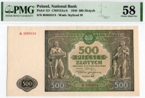 PRL, 500 złotych 1946 B - PMG 58