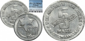 Litzmannstadt Ghetto, 5 mark 1943 - PCGS MS63 2-MAX