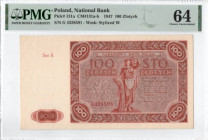 PRL, 100 złotych 1947 G - PMG 64