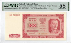 PRL, 100 złotych 1948 GH - bez ramki - PMG58