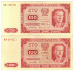 PRL, 100 złotych 1948 KK i KM- zestaw (2 egzemplarze)