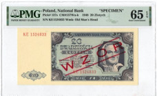 PRL, 20 złotych 1948 KE - WZÓR - PMG 65EPQ