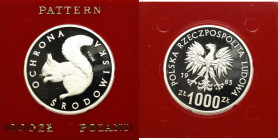 PRL, 1.000 złotych 1985 Ochrona środowiska - Próba Wiewiórka Ag