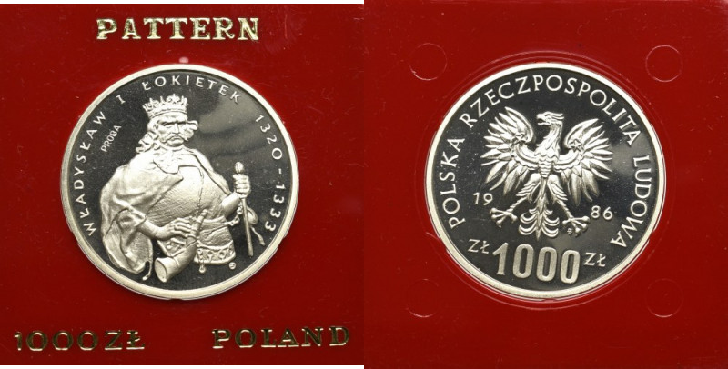 PRL, 1.000 złotych 1986 Łokietek - Próba srebro Menniczy egzemplarz. 
Grade: Pr...