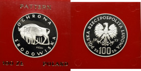 PRL, 100 złotych 1977 Ochrona środowiska - Próba Żubr Ag