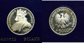 PRL, 5.000 złotych 1989 Jagiełło - popiersie