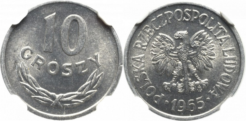 People's Republic of Poland, 10 groschen 1965 - NGC MS65 Menniczy przykład rzads...