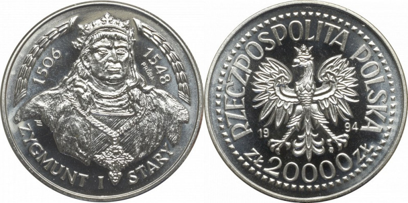 III RP, 20.000 zloty 1994 Sigismund I the Old - Specimen Ni Piękny egzemplarz. N...