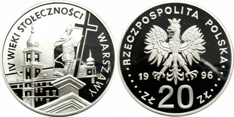 III RP, 20 złotych 1996 - VII wieków Stołeczności Warszawy Menniczy egzemplarz. ...