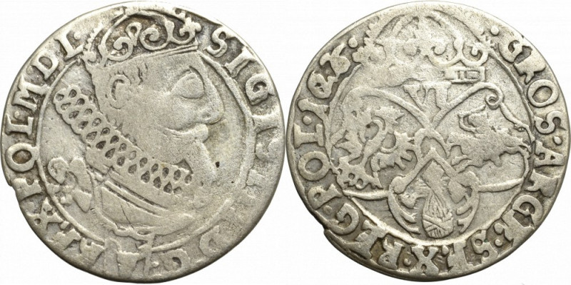 Sigismund III, 6 groschen 1626, Cracow Ciekawa odmiana w której pierwotnie na re...