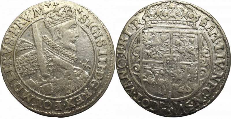 Sigismund III, 18 groschen 1621 PRVS M, Bromberg Bardzo ładny egzemplarz z połys...