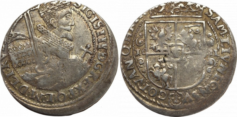 Sigismund III, 18 groschen 1621, Bromberg Ładny egzemplarz. Dobrze zachowany poł...