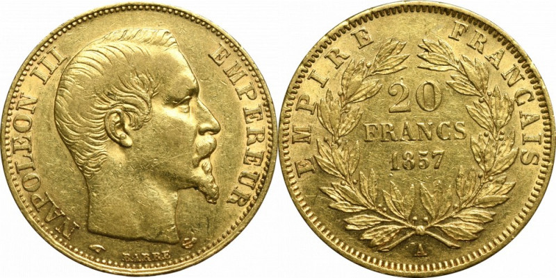 France, 20 francs 1857 Bardzo ładny egzemplarz lubianej emisji. Złoto .900, waga...