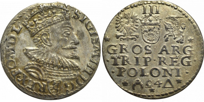 Sigismund III Vasa, 3 groschen 1594, Marienburg Ładny egzemplarz z resztkami poł...