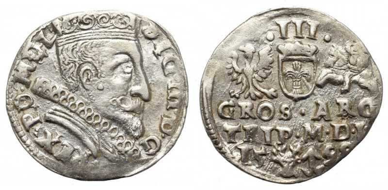 Sigismund III Vasa, 3 groschen 1598, Vilnius Bardzo ładny egzemplarz. Odmiana ze...