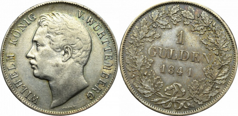 Germany, Wirtemberg, Gulden 1841 Ładny, obiegowy egzemplarz. Patyna starego zbio...