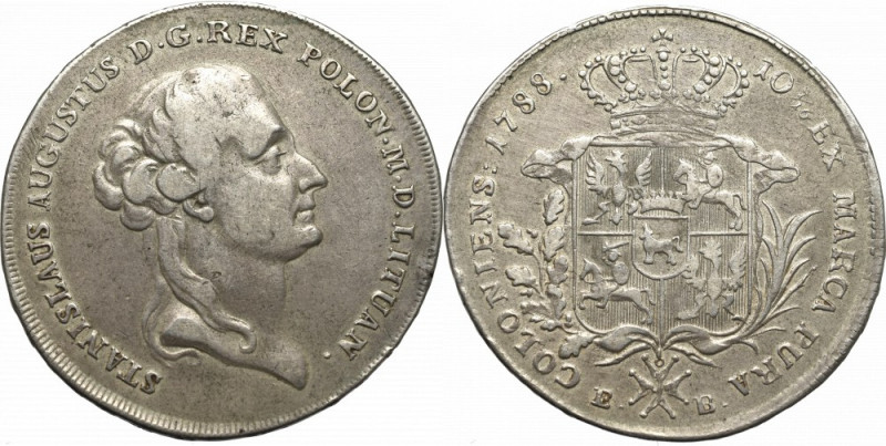 Stanislaus Augustus, Half-thaler 1788 Ładny obiegowy egzemplarz, czytelne detale...