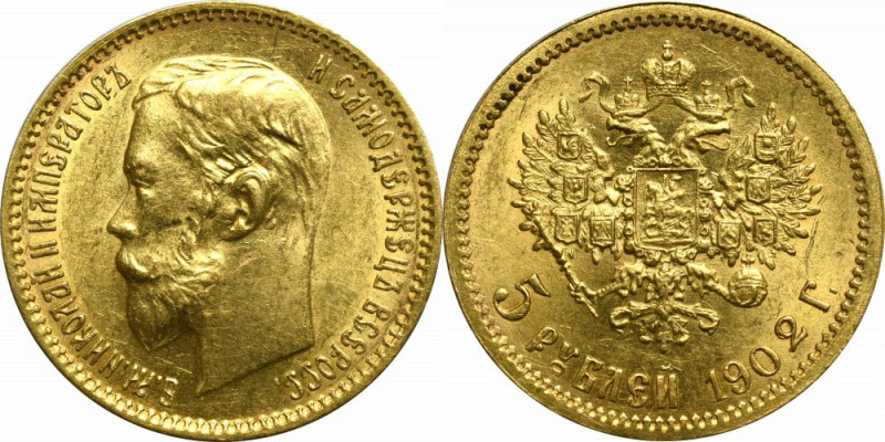 Russia, Nicholas II, 5 rouble 1902 AP Wyśmienity, menniczy egzemplarz ze świetni...