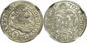Schlesien under Habsburg, Leopold I, 3 kreuzer 1670, Breslau - NGC MS63