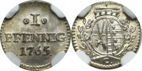 Germany, Saxony, 1 pfennig 1765 - NGC MS67 MAX